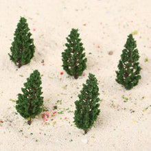 Load image into Gallery viewer, 50pcs Miniature Pine Model Trees 78mm, HO OO Scale, Diorama &amp; Railway Scenery Craft Supply
