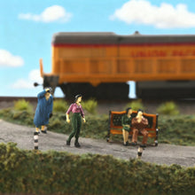 Load image into Gallery viewer, 50pcs 1:50 O Scale Miniature Office People Model Train Painted Figures, Standing &amp; Seated Passengers for Railway Layouts, Dioramas
