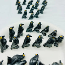 Load image into Gallery viewer, 10pcs Mini Black Crow Figurines: Resin Bird Miniatures for Crafts, Fairy Garden, Diorama
