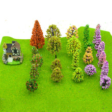 Load image into Gallery viewer, 60 pcs Mixed Miniature Colorful Tree Model HO Scale Sand Table Train Railway Scene Fairy Garden Landscape Terrarium Diorama Craft Supplies
