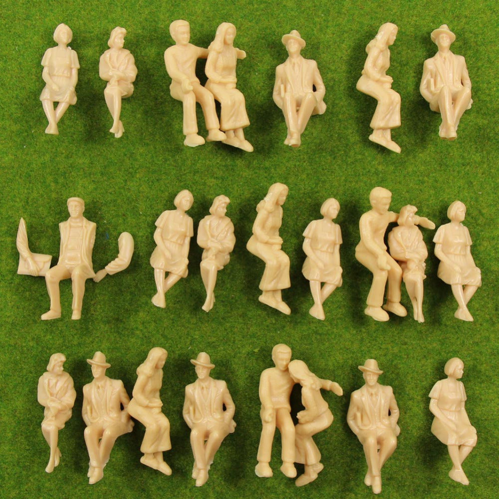 30 pcs Miniature Sitting Seated Passenger People 1:25 Unpainted Figure G Scale Model Railway Scenery Layout Accessories Diorama Supplies