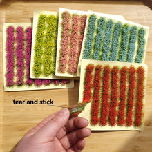 Load image into Gallery viewer, 7pcs Miniature Flower Grass Tufts Strip Model for Diorama Scenery, Wargaming, Railway Layouts, Landscape Decor, Dollhouse, Craft Supplies
