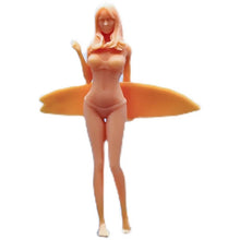 Load image into Gallery viewer, Surfboard Girl Miniature Unpainted Figure 1/64 1/50 1/43 1/35 1/24 1/18 Scale Model Scene Layout Accessories Diorama Supplies
