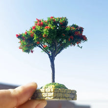 Load image into Gallery viewer, 7cm Miniature Flowering Wire Tree Model with Base Railway Accessories Fairy Garden Landscape Dollhouse Terrarium Diorama Craft Supplies
