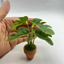 Load image into Gallery viewer, 1/12 Scale Dollhouse Mini Taro Turtle Back Plant, Green Potted Plant Miniature, Scandinavian Style Decor, Mini Garden Scene Accessory
