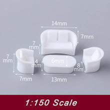 Load image into Gallery viewer, 4 pcs Miniature Sofa Table Furniture Set Blank Unpainted Models 1:75/100/150 Scale DIY Layout Dollhouse Decor Diorama Craft Supplies
