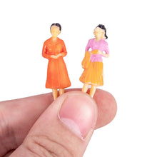 Load image into Gallery viewer, 100pcs 1:50 Scale Miniature People Figures, Painted Standing &amp; Sitting Model Characters for Dioramas, Train Layouts, Architecture Scenes
