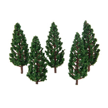 Load image into Gallery viewer, 50pcs Miniature Pine Model Trees 78mm, HO OO Scale, Diorama &amp; Railway Scenery Craft Supply
