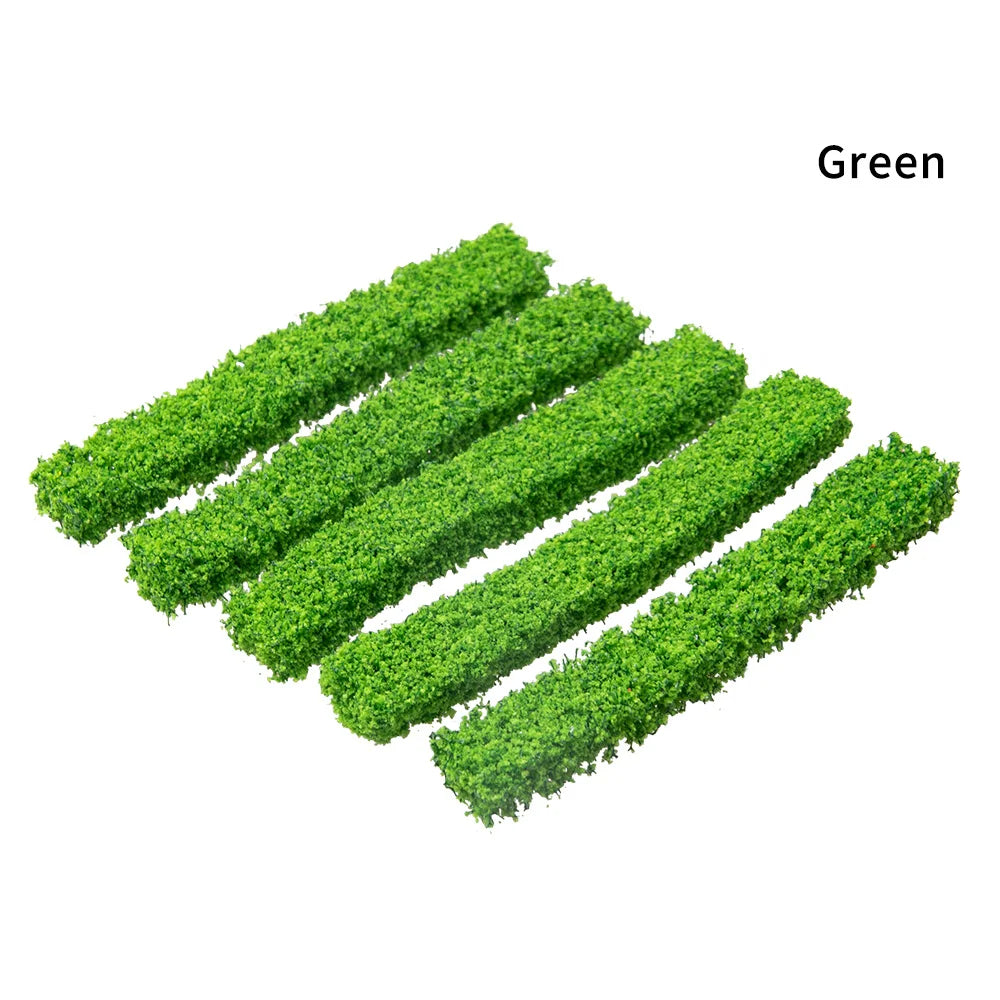 5 pcs Miniature Shrub Strips Grass Fence Models DIY Sand Table Building Layout Dollhouse Garden Landscape Terrarium Diorama Craft Supplies
