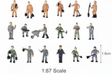 Load image into Gallery viewer, 25pcs Miniature Railway Worker Figures, 1:87 HO Scale Model Train Diorama Supplies
