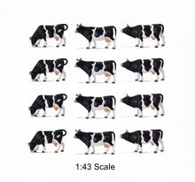 Load image into Gallery viewer, 12pcs Miniature Dairy Cow Figures, 1:43 O Scale Model Farm Animals
