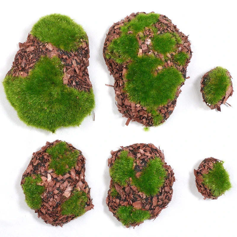 6 pcs Miniature Moss Stone Rock Models Train Railway Accessories DIY Scene Fairy Garden Landscape Dollhouse Terrarium Diorama Craft Supplies