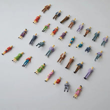 Load image into Gallery viewer, 30pcs 1:50 Scale Miniature People Figures Painted Standing Sitting ABS Model for Train Layout Sand Table Architecture Diorama Scenes

