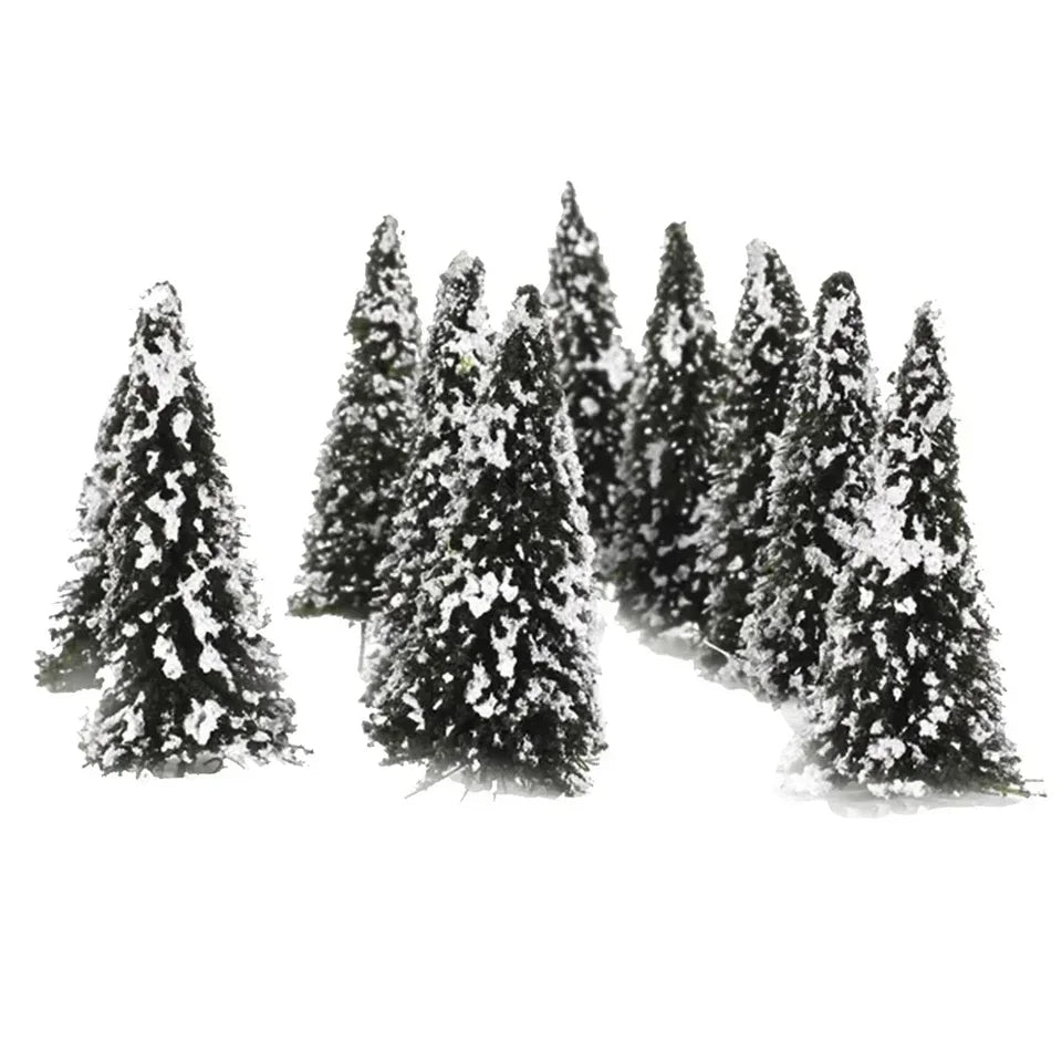 10 pcs 6/8cm Miniature Snow Cedar Tree Models 1:100 Train Railway Accessories Forest Fairy Garden Landscape Terrarium Diorama Craft Supplies