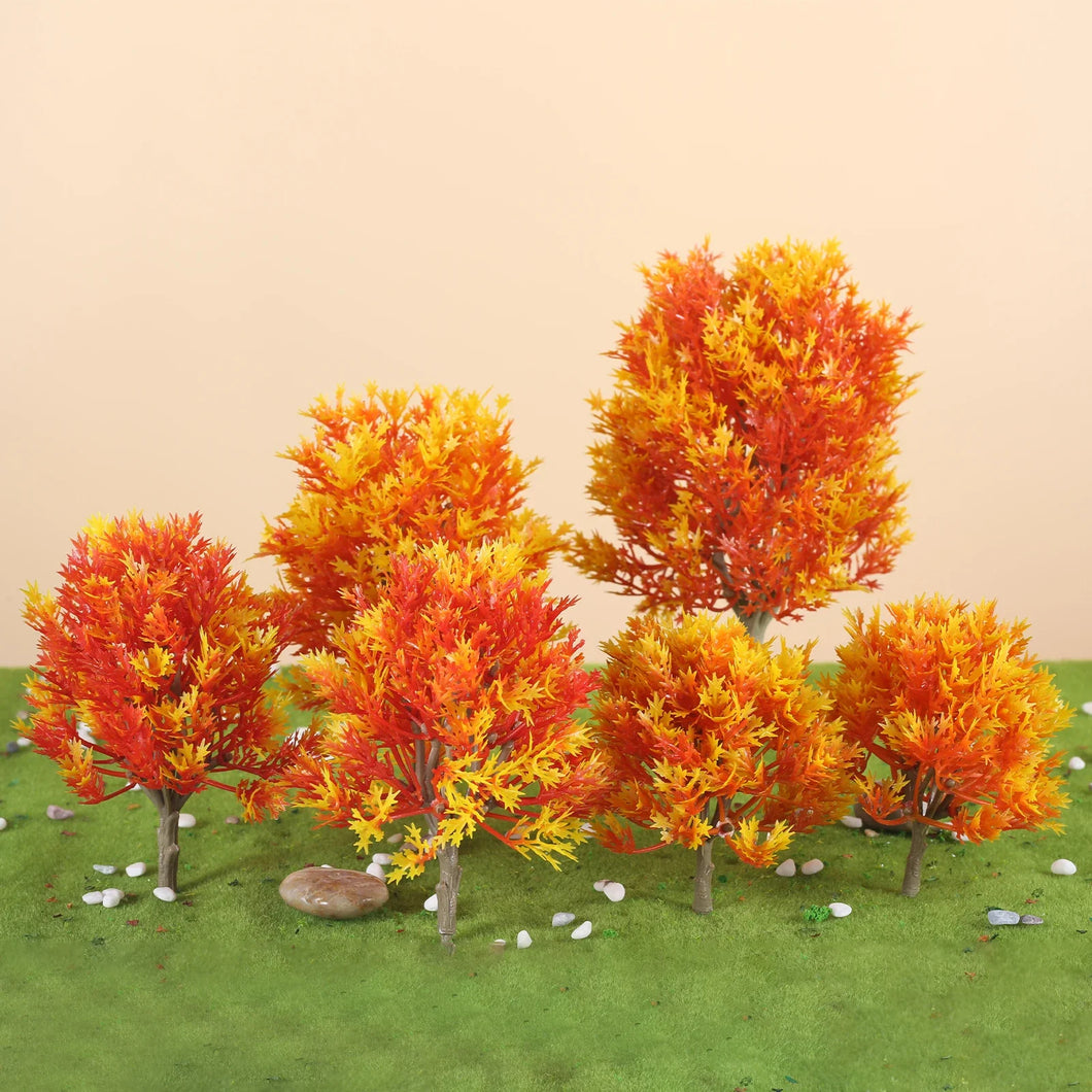 6 pcs Mixed Miniature Maple Tree Model Train Railway Accessories DIY Scenery Fairy Garden Landscape Terrarium Diorama Craft Supplies