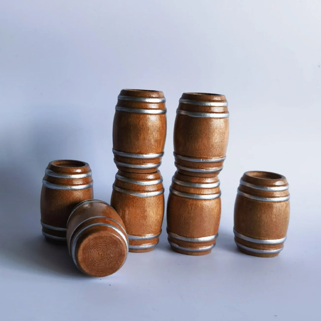 6 pcs 4cm Miniature Wooden Wine Barrels Beer Keg Cask Bucket Model DIY Scenery Dollhouse Landscape Terrarium Diorama Craft Supplies