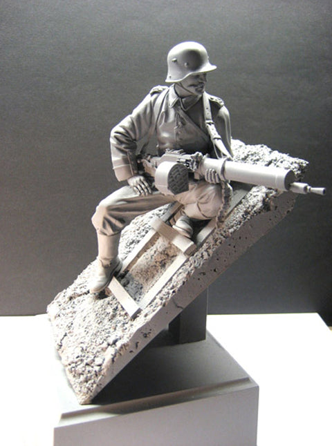 WWII Soldier 29th Division Infantry with Scene Unpainted Resin Figure 1/16 Scale Unassembled Model