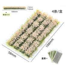 Load image into Gallery viewer, 4pcs Miniature Flower Grass Strips for Diorama, Model Railway Scenery, Landscape, Dollhouse Garden, Terrain
