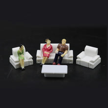 Load image into Gallery viewer, 4 pcs Miniature Sofa Table Furniture Blank Unpainted Models 1:50/75 Scale DIY Room Building Layout Dollhouse Decor Diorama Craft Supplies
