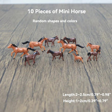 Load image into Gallery viewer, 10pcs Miniature Horses HO Scale 1:87 Farm Animals Diorama Supplies Model Train Layouts
