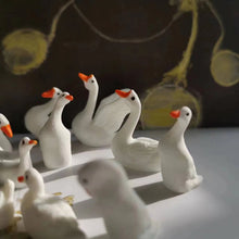 Load image into Gallery viewer, 10pcs Mini White Swan Figurines, Resin Animal Miniatures for Fairy Garden, Moss Terrarium, DIY Dollhouse, Craft &amp; Bonsai Decorations
