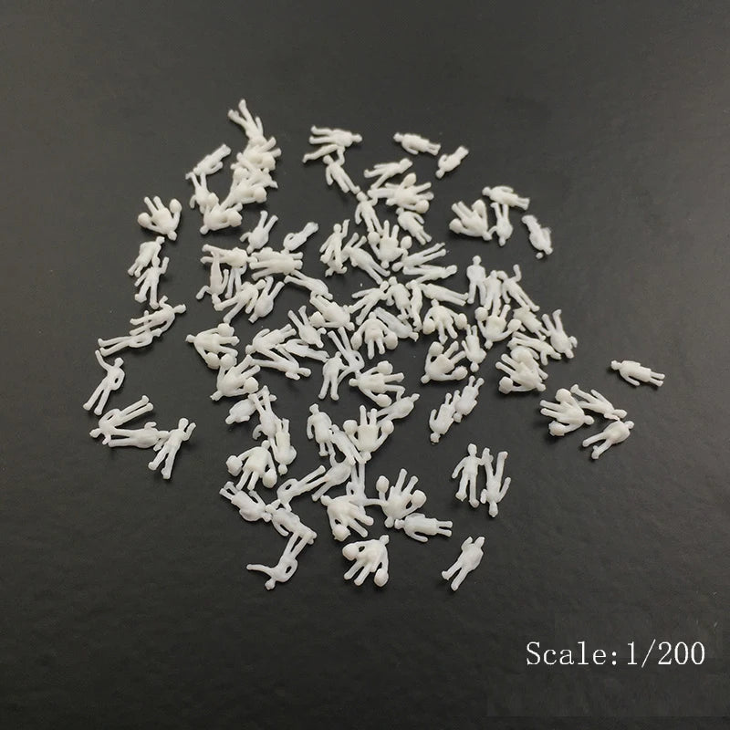 100 pcs Unpainted Miniature People Figure Model (1/75–1/200 Scale) For DIY Sand Table Diorama Train Railway Scene Layout Craft Supplies