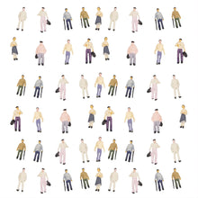 Load image into Gallery viewer, 50pcs 1:100 Scale Miniature Model People Painted Figures for HO Railway Scenes, Architecture Layouts, Dioramas, Landscape Craft Supplies
