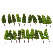 Load image into Gallery viewer, 20 pcs Miniature Green Tree Models 1:200 Scale Train Railway Layout Accessories DIY Landscape Dollhouse Terrarium Diorama Craft Supplies
