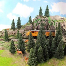 Load image into Gallery viewer, 20pcs HO O N Z Scale Pine Trees with 4 Moose Deer Figures Model for Train Railway Layout, Diorama, Miniature Forest Craft Supplies
