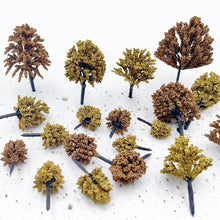 Load image into Gallery viewer, 50/100pcs Autumn Winter Miniature Model Trees N TT Scale for Diorama Scenery, Railway Layout, DIY Sand Tables, Landscape Craft Supplies
