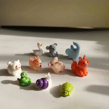 Load image into Gallery viewer, 10pcs Mixed Forest Farm Animal Miniature Figurines for Fairy Garden, Terrarium, Dollhouse, Bonsai, DIY Crafts &amp; Moss Decoration Supplies
