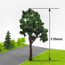 Load image into Gallery viewer, 2pcs HO Scale 1:87 Green Trees 110mm Tall with Pins, Model Train Scenery Trees for Dioramas, Railway Layout, Landscaping &amp; Miniature Crafts
