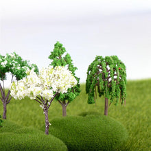 Load image into Gallery viewer, 4 pcs Multiple Style Miniature Tree Models Train Railway Accessories Forest Fairy Garden Landscape Terrarium Diorama Craft Supplies
