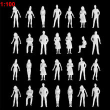 Load image into Gallery viewer, 100 pcs Miniature Standing Passenger Seated People 1:100 Unpainted Figure HO Scale Model Railway Scenery Layout Accessories Diorama Supplies
