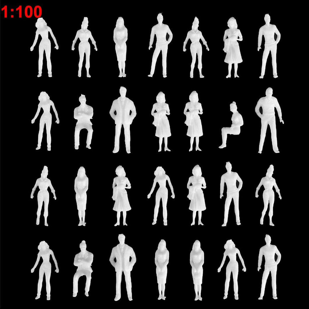 100 pcs Miniature Standing Passenger Seated People 1:100 Unpainted Figure HO Scale Model Railway Scenery Layout Accessories Diorama Supplies