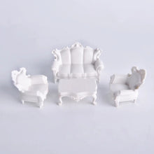 Load image into Gallery viewer, 4 pcs Miniature Sofa Table European-Style Furniture Blank Unpainted Models 1:50/75 Scale DIY Layout Dollhouse Decor Diorama Craft Supplies
