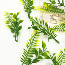 Load image into Gallery viewer, 12pcs Faux Fern Leaf Stems Artificial Greenery for Wreath DIY Floral Crafts Miniature Projects

