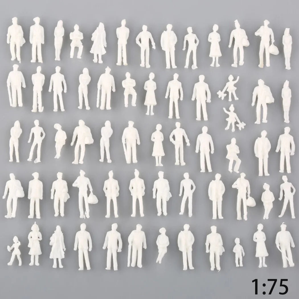 50/100pcs 1:75 Unpainted Miniature People Figures for HO Diorama, Railway Layouts, Architectural Models, Sand Table Scene Crafts