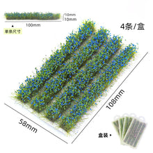 Load image into Gallery viewer, 4pcs Miniature Flower Grass Strips for Diorama, Model Railway Scenery, Landscape, Dollhouse Garden, Terrain
