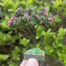 Load image into Gallery viewer, 7cm Miniature Flowering Wire Tree Model with Base Railway Accessories Fairy Garden Landscape Dollhouse Terrarium Diorama Craft Supplies
