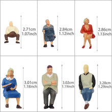 Load image into Gallery viewer, 25 pcs Miniature Sitting Seated Passenger People Different Poses 1:48 Figure O Scale Model Train Railway Scene Accessories Diorama Supplies

