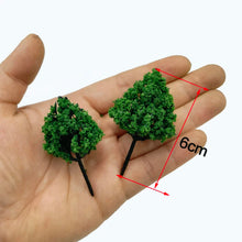 Load image into Gallery viewer, 100 pcs Mixed 3-12cm Miniature Green Model Trees for Dioramas, Railway Scenery, Sand Table, DIY crafts, and Architectural Layouts
