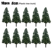 Load image into Gallery viewer, 10pcs Miniature Pine Trees 4-12cm, HO OO Scale for Model Train Scenery, Diorama Projects.
