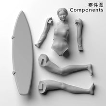 Load image into Gallery viewer, Cute Surfer Girl Unpainted Resin Figure 1/35 1/24 Scale Unassembled Model
