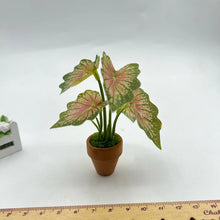 Load image into Gallery viewer, 1/12 Scale Dollhouse Mini Taro Turtle Back Plant, Green Potted Plant Miniature, Scandinavian Style Decor, Mini Garden Scene Accessory
