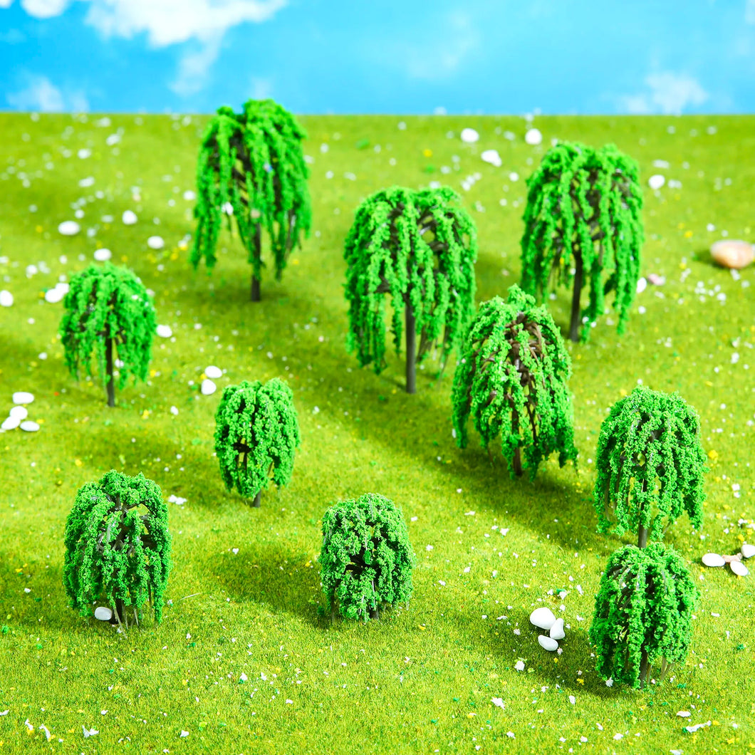 20 pcs 5-9.5cm Mixed Miniature Willow Tree Models Train Railway Accessories Forest Fairy Garden Landscape Terrarium Diorama Craft Supplies