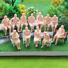 Load image into Gallery viewer, 12pcs 1:25 G Scale Miniature Unpainted Model Train Figures, Plastic Seated People for Railway Layouts, Diorama Building, Craft Supplies
