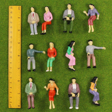 Load image into Gallery viewer, 12pcs Minitaure Seated People Figures Scale 1:25 for Model Railway Diorama Scenery Supplies
