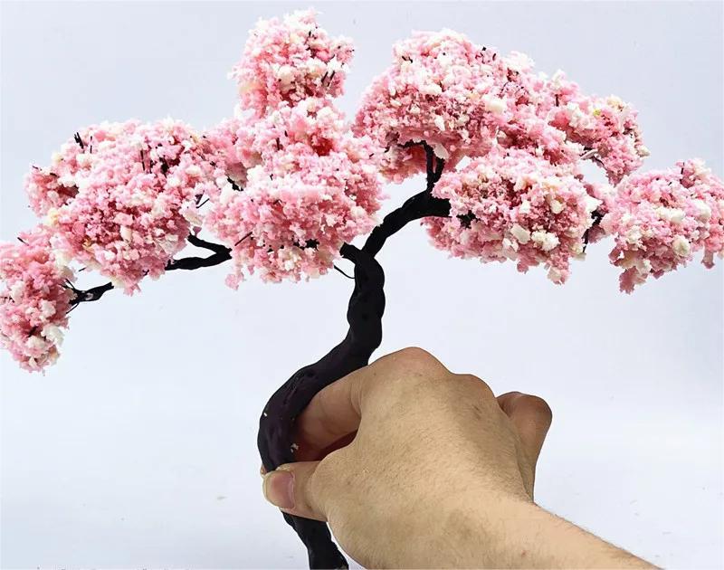 10/12/15/17/20cm Miniature Sakura Cherry Blossom Wire Tree Model Dollhouse Fairy Garden Scenery Landscape Terrarium Diorama Craft Supplies