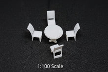 Load image into Gallery viewer, Unpainted Miniature Table &amp; Chairs Set, 1:100 Scale Dollhouse Furniture Supplies (5pcs)

